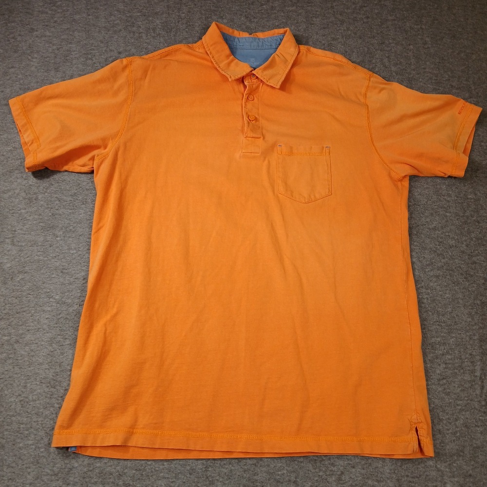 Woolrich Mens‎ Orange Cotton Short Sleeve Pocket Polo Shirt HMT0573S Size XL